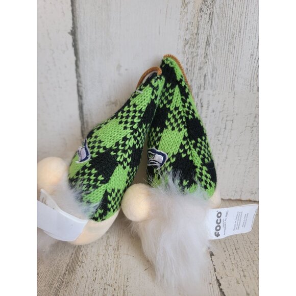 Seattle Hawks green plaid gnome ornament Xmas set football - Picture 4 of 6
